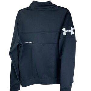 Under Armour Black Track Basketball Warm Up Jacket Large White Sleeve Logo YXL